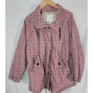 Monki- Women's Multicolor Floral Zip up front coat- size Large